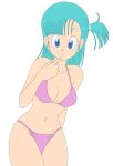  1girl bangs bikini blue_eyes blue_hair breasts bulma dbz dragon_ball dragonball green_hair high_res highres long_hair navel photoshop smile solo swimsuit teeth thighs vector_trace white_background 