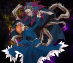  blood caster_(fate/zero) claws closed_eyes cosplay covering covering_face dancing dress eyes_closed fate/stay_night fate/zero fate_(series) jewelry male multiple_boys orange_hair ring saber saber_(cosplay) tears tentacle tentacles uryuu_ryuunosuke ya_to 