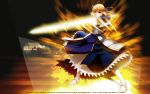  blonde_hair dress fate/stay_night fate/zero green_eyes ribbons saber sword weapon 