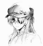  1girl animal_hat byeontae_jagga cat_hat evangelion:_3.0_you_can_(not)_redo eyepatch hat long_hair monochrome neon_genesis_evangelion rebuild_of_evangelion shikinami_asuka_langley sketch solo souryuu_asuka_langley track_jacket 