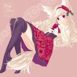  bad_id blonde_hair christmas dress fox_ears fox_tail hair_ornament long_hair ochakai_shinya original solo tail thigh-highs thighhighs zettai_ryouiki 