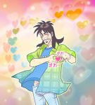  &gt;_&lt; black_hair closed_eyes eyes_closed heart heart_hands itou_kaiji k-on! kaiji male moe_moe_kyun! notty00 parody scar solo sweat 