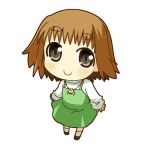  brown_hair chibi dress eyebrows jewelry minami_(colorful_palette) necklace original satomi_airi simple_background sweater thick_eyebrows turtleneck 