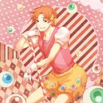  1boy cosplay crossdressinging eyeball eyeballs fate/stay_night fate/zero fate_(series) gloves male mocolt open_mouth orange_hair ponponpon ribbon short_hair smile solo trap uryuu_ryuunosuke 