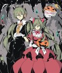  1girl ahoge animal_ears candle cross dress genderswap gloves green_eyes green_hair halloween hatsune_miku hatsune_mikuo headset hippos jack-o&#039;-lantern jack-o'-lantern long_hair necktie twintails vocaloid 