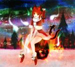 alternate_costume animal_ears bad_id bare_legs bell boots braid cat_ears cat_tail christmas extra_ears fur_trim hitodama kaenbyou_rin legs multiple_tails pointy_ears red_eyes red_hair redhead santa_costume sitting solo tail touhou twin_braids twintails viridiflora 