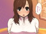  brown_hair copyright_request kaqo ousama_game solo translated translation_request 