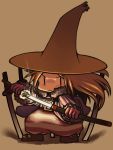  black_mage black_mage_(fft) blonde_hair final_fantasy final_fantasy_tactics hat katana momigara_(mmgrkmnk) planted_sword planted_weapon robe sword weapon 