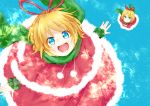  :d :o alternate_costume blonde_hair blue_eyes bow doll dqn_(dqnww) dress fur_trim hair_bow matching_su-san medicine_melancholy minigirl open_mouth outstretched_arms scarf short_hait smile solo spread_arms su-san touhou 