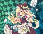  :d apron blonde_hair bow bracelet braid card clubs cup gloves hair_ribbon hat hat_bow hat_ribbon jewelry kirisame_marisa long_hair open_mouth petticoat playing_card purple_eyes ribbon rl side_braid skirt skirt_set smile solo spade touhou violet_eyes white_gloves wine_glass witch witch_hat 