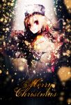  bad_id blonde_hair capelet copyright_request czc_(deko) english gloves hat merry_christmas red_eyes smile snow snowing solo 