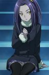  black_legwear coat fur fur_coat fur_collar fur_trim haruyama kurokawa_ellen long_hair looking_at_viewer miniskirt one_side_up panties pantyshot pantyshot_(sitting) pantyshot_sitting precure purple_hair side_ponytail siren_(suite_precure) sitting sitting_on_stairs skirt solo stairs suite_precure thigh-highs thighhighs underwear white_panties winter winter_clothes yellow_eyes 