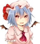  bad_id bat_wings blue_hair fang red_eyes remilia_scarlet solo symbol-shaped_pupils touhou wings yamasuta 