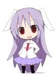  animal_ears bunny_ears chibi hand_on_hip highres hips ladfa long_hair necktie open_mouth purple_hair red_eyes reisen_udongein_inaba shirt skirt smile solo touhou very_long_hair 