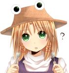  ? bad_id blush bust fork green_hair hat looking_at_viewer moriya_suwako solo symbol-shaped_pupils touhou yamasuta 