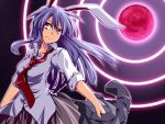  animal_ears breasts bunny_ears dress_shirt full_moon hemogurobin_a1c long_hair moon necktie pink_eyes purple_hair red_moon reisen_udongein_inaba shirt skirt solo touhou 