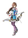  absurdres archery armor belt bow_(weapon) brown_eyes brown_hair enami_katsumi gloves high_heels highres long_hair official_art ponytail ribbon saionji_reimi shoes skirt solo standing star_ocean star_ocean_the_last_hope thigh-highs thighhighs transparent_background weapon 
