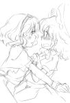  alice_margatroid blush eye_contact kirisame_marisa looking_at_another make2961 mielang monochrome multiple_girls profile scared sketch touhou wavy_mouth 