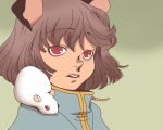  animal_ears face grey_hair mouse mouse_ears nazrin onikobe_rin red_eyes short_hair solo touhou 