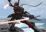  energy_sword epic fighting_stance gundam gundam_00 katana masurao mecha ocean realistic robographer solo sword weapon wind 