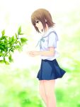  coffee-kizoku leaf leaves original school_uniform serafuku skirt solo 