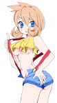  1girl bad_id blue_eyes breasts kasumi_(pokemon) mike9 misty_(pokemon) nintendo orange_hair pokemon pokemon_(anime) pokemon_(game) pokemon_gsc short_hair suspenders underboob 