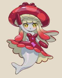  commentary_request highres monster_girl multicolored_hair mushroom mushroom_girl mycora palworld plant plant_girl smile two-tone_hair yellow_eyes zhainan_xiao_zhao 