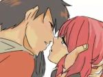  2boys gold_(pokemon) grey_eyes kiss pokemon redhead silver_(pokemon) yaoi 