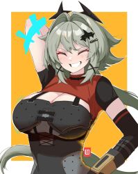 1girl caesar_king_(zenless_zone_zero) grin happy long_hair zenless_zone_zero