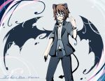  bad_id brown_hair glasses jewelry necklace raccoon_(trickster) roan_coldvice_(trickster) short_hair tail trickster wings 