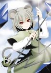  animal animal_ears basket blue_sky dowsing_rod gld-sakky grey_hair highres jewelry mouse mouse_ears mouse_tail nazrin red_eyes short_hair sky solo tail touhou 