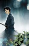 black_hair japanese_clothes katana kimono male rain rurouni_kenshin saitou_hajime umbrella 