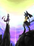  epic lucario mewtwo no_humans pokemon pokemon_(creature) 