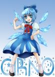  blue_eyes blue_hair character_name cirno dtcy ice short_hair solo touhou wings 