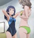  2girls ass awatsuki_maaya bikini blue_hair brown_hair cap short_hair stitched swimsuit to_aru_kagaku_no_railgun to_aru_majutsu_no_index violet_eyes wannai_kinuho 