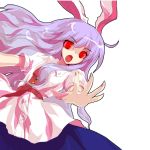  1girl alphes animal_ears bunny_ears carrot glowing glowing_eyes official_art purple_hair rabbit_ears red_eyes reisen_udongein_inaba ringed_eyes scarlet_weather_rhapsody shirt skirt touhou transparent_background 