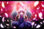  alternate_hair_length alternate_hairstyle arms_behind_back bad_id blonde_hair brown_hair ex-rumia full_moon halo long_hair looking_at_viewer moon red_eyes red_moon rumia shinekalta smile solo the_embodiment_of_scarlet_devil touhou wings youkai 