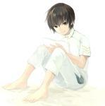  alternate_costume barefoot black_hair brown_eyes jude_mathis male maruishi sitting solo tales_of_(series) tales_of_xillia white_background 