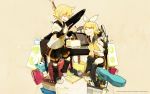  food glider_(artist) guraida highres instrument kagamine_len kagamine_rin microphone piano siblings smile speaker twins vocaloid wallpaper 