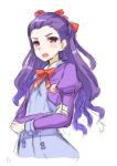  hair_ribbon kamishiro_ryuu long_hair mimino_kurumi precure purple_hair red_eyes ribbon school_uniform simple_background sketch solo white_background yes!_precure_5 