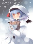  1girl bat_wings blue_hair breath hat red_eyes remilia_scarlet scarf shin_(new) snowing solo touhou wings winter_clothes 
