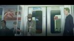  african anime_coloring cellphone coat crab_stick hand_in_pocket hat highres kusakabe kusakabe_(kusakabeworks) letterboxed original phone poster poster_(object) train train_interior 