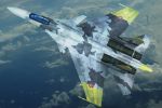  ace_combat_04 airplane cloud emblem fighter_jet flying jet missile sky su-37 yellow_13 yellow_man 