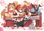  animal animal_ears bf._(sogogiching) black__legwear black_bra black_legwear black_panties bra cat cat_ears couch cushion fake_animal_ears frilled_bra frilled_legwear frilled_panties frills green_eyes headphones heart__legwear heart_legwear indoors legs_up light_brown_hair light_smile lingerie looking_at_viewer lying on_stomach original panties playing_games ponytail short_ponytail thigh-highs thighhighs underwear underwear_only video_game yarn yarnball 
