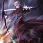  1boy archer arrow bow_(weapon) dark_skin fate/stay_night fate_(series) klenow male short_hair type-moon weapon white_hair 