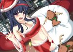  animal blush christmas cleavage hat necklace ren_ri santa_costume thigh-highs violet_eyes 