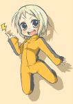  1girl blonde_hair bruce_lee&#039;s_jumpsuit bruce_lee's_jumpsuit chibi electricity huang_baoling popo_hiyo short_hair solo tiger_&amp;_bunny yellow_eyes 