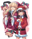  bell belt bow christmas christmas_tree gap gloves hakurei_reimu hat motoyoshi multiple_girls santa_costume santa_hat touhou yakumo_yukari 