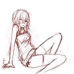  camisole character_request cigarette claudia_hortensia claudia_ortensia eyepatch fate/zero fate_(series) monochrome pan!ies panties short_hair side-tie_panties sketch solo thigh-highs thighhighs underwear 