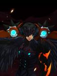  armor black black_background black_hair elsword helmet izgald male red_eyes solo valak wings 